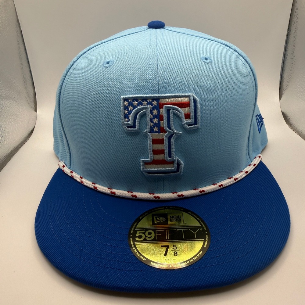 New Era 59FIFTY Texas Rangers July 4th Stars and Stripes Hat Blue 7 5/8 60672695